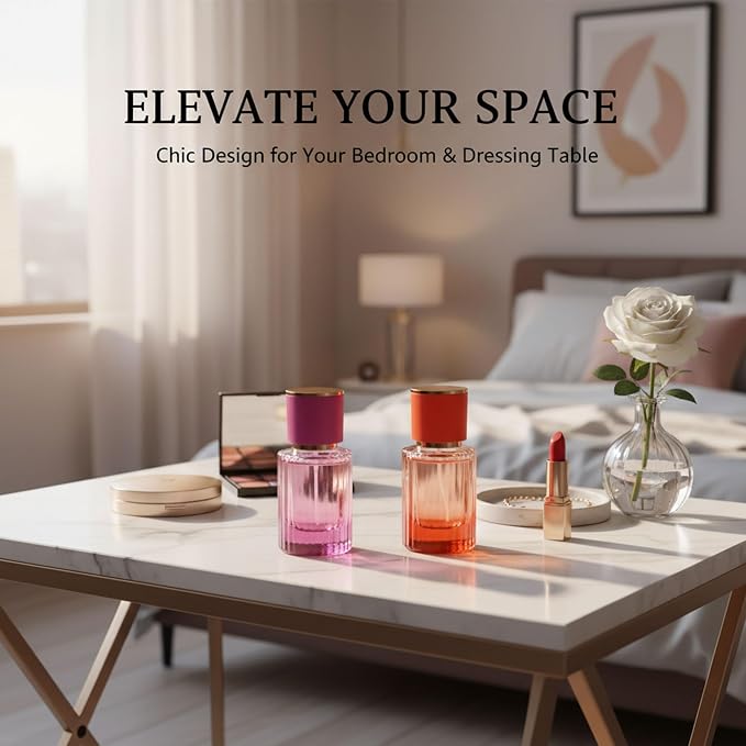 DAYUMKOU 6 Pack Empty Perfume Glass Bottle, 30ml Refillable Perfume Bottle with Gradient Color Fine Mist Spray Bottles with Droppers and Funnels, 6 Colors