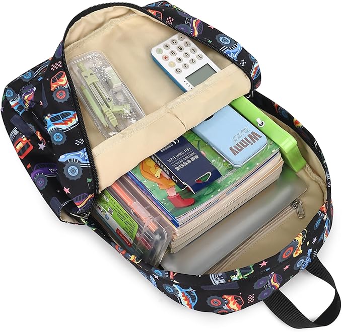 CAMTOP Kids Backpack for Boys, Preschool Toddler Backpack Kindergarten School Bookbag for Age 3-8(Monster Truck)