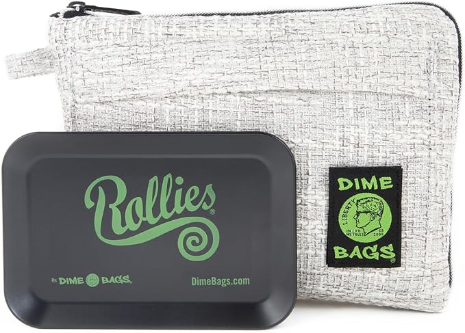Dime Bags All-in-One Padded Pouch with Accessory Tray & Smell/Spill Proof Pocket, Protective Case for Glass Storage & Travel