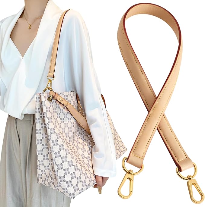 jiesinlov Vachetta Leather Replacement Straps Purse Shoulder Strap Accessories for Graceful Tote Hobo Speedy25 30 Alma And Dauphine pochette neno Bags (Wild0.7in,L25.6in-Apricot)