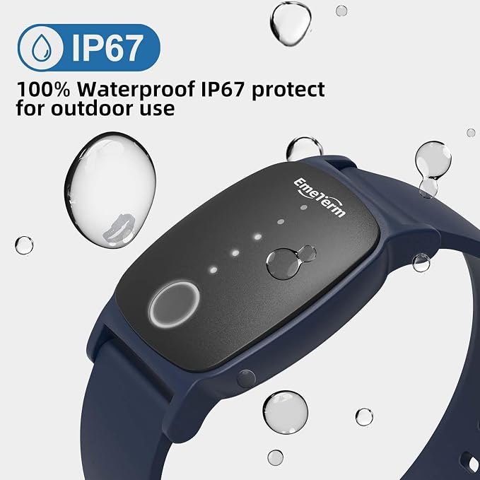 EmeTerm Explore FDA-Cleared Anti-Nausea Wristband IP67 Waterproof Morning Motion Travel Sickness Relief Classic Strap Design (Navy Blue-Extra 2pack Conductive Gel)