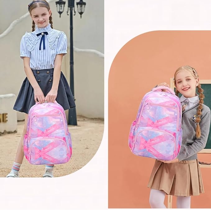 MITOWERMI Kids Backpack for Girls Elementary School Bags Backpacks for Girls Children Bookbags Primary Kindergarten Backpack Pink Geometric