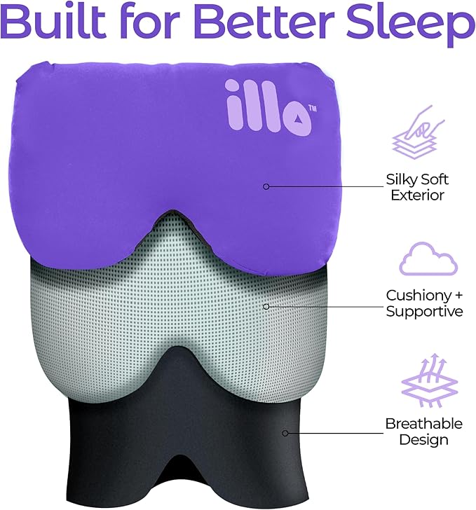 illo Wearable Pillow Sleep Mask | Soft Mulberry Silk Blend Patented Blackout Weighted Eye Mask for Women Sleeping | Her Great Birthday Gift for Mom Wife Sister Grandma Girlfriend Teacher & Friend