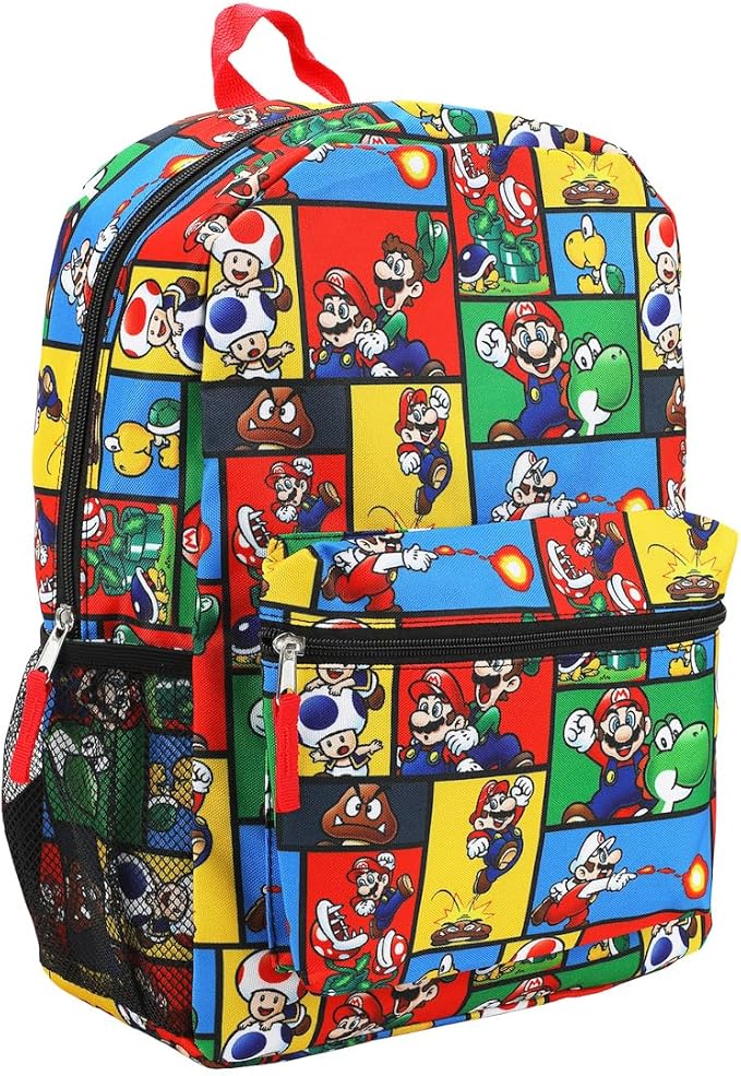 Bioworld Super Mario Brothers All-Over Print 18" Backpack
