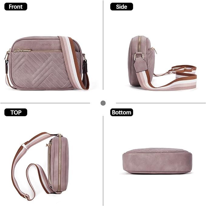 BOSTANTEN Quilted Crossbody Bags for Women Vegan Leather Purses Shoulder Handbags with Wide Strap