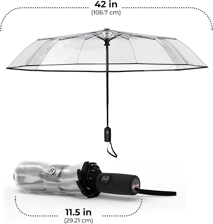 Repel Windproof Travel Umbrella - Compact & Withstands Winds up to 100MPH , Strongest Premium Auto Folding Umbrella for Rain and Sun - Durable, Light & Portable for Women & Men , Fits Backpack & Cars