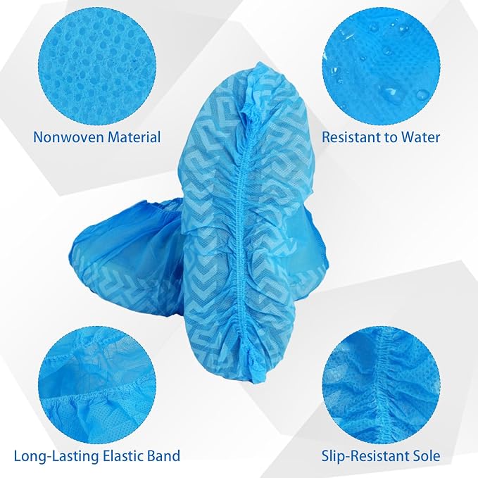 520 Pcs Disposable Boot Covers Bulk Disposable Non Woven Shoe Covers Blue Shoe Protector Non Slip Protector for Museum, Home, School, Office One Size Fits Most
