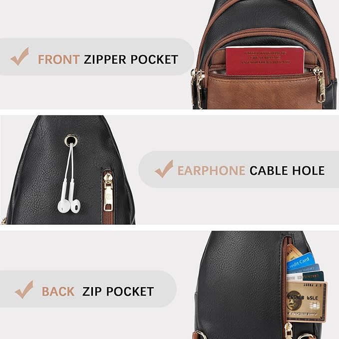 BOSTANTEN Sling Bag for Women Leather Crossbody Bags Fanny Pack Chest Bag for Travel