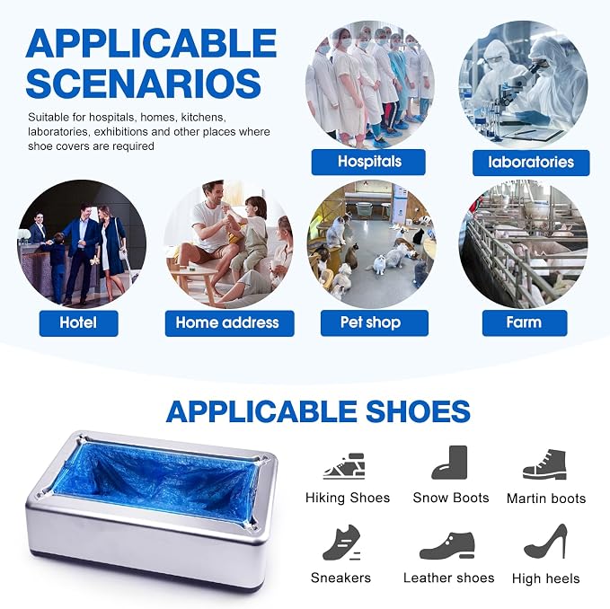 Shoe Cover Dispenser Containing 200pcs Shoe Covers Disposable Non Slip High Quality Automatic Shoe Cover Machine with Disposable Shoe Covers for Indoors for Most Occasion and Shoes Size