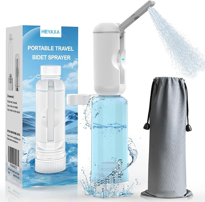 HEYAXA Portable Bidet with High Pressure , Rechargeable Travel Bidet for Men,Baby & Women, IPX7 Waterproof, Handheld Sprayer for Personal Hygiene, Baby Care, Soothing Postpartum and Hemorrhoid Relief