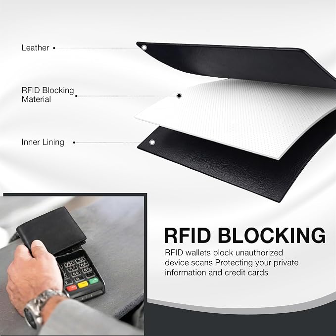 ROGUE WALLET Mens Leather RFID Blocking Wallet for Men - Genuine Top Grain Cow Leather Bifold, 12 Credit Card Slots, 2 ID Windows, Traditional Hip Pocket Billfold - Secure RFID Protection (Black)