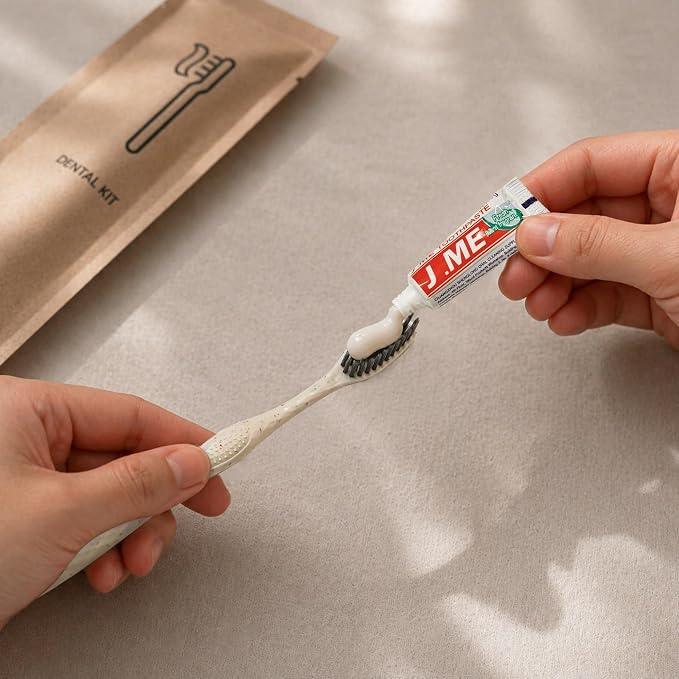 50 Sets Disposable Toothbrushes with Toothpaste (3g) Kit, Individually Wrapped Soft Bristle Travel Toothbrush,Wheat Straw Handle,Bulk for Hotel,Homeless,Nursing Home,Charity,Camping.