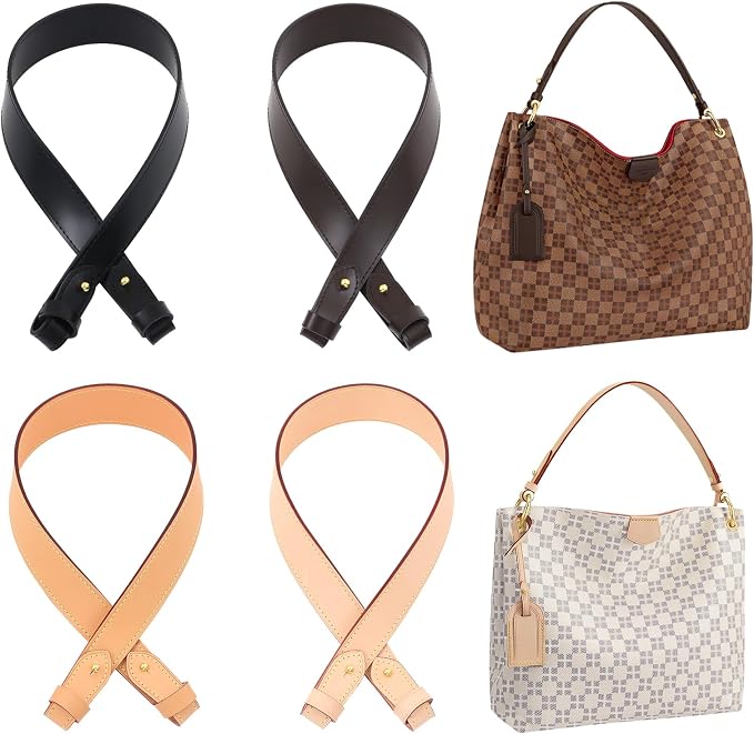 jiesinlov Vachetta Leather Replacement Straps Purse Shoulder Strap for Gracefull Bags (W1.4in,L25in-Black)