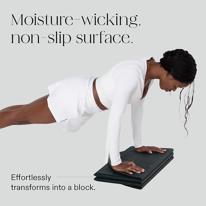 Bala Compact Workout Mat for Gym - 12MM Thick Slip-Resistant, Sweat Absorbing, & Foldable Yoga Mat for Pilates, Core Training & Exercise - Home Fitness Essentials for Women & Men - Travel-Friendly