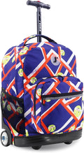 J World Sunrise Kids Rolling Backpack for Girls Boys. Roller Bookbag With Wheels For School, Tennisy