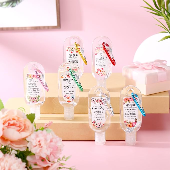 24 Pack Thank You Hand Sanitizer Keychain Bulk Mini Watermelon Hand Sanitizer Gel Scented 1oz Employee Appreciation Gift Bulk for Coworker Teachers Doctors Women Team Christmas Thanksgiving Party