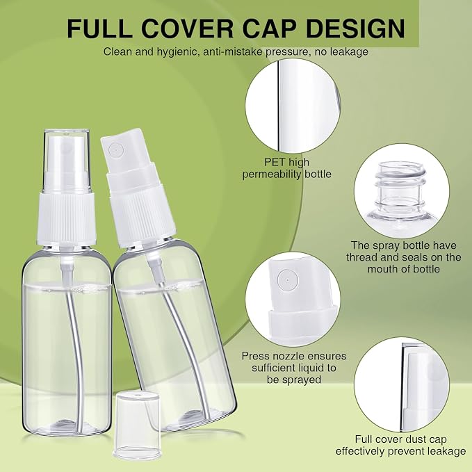 Uiifan 200 Pcs Mini Clear Spray Bottles 1 oz Small Empty Plastic Fine Mist Spray Bottles with Small Funnels for Essential Oils Travel Alcohol Perfumes