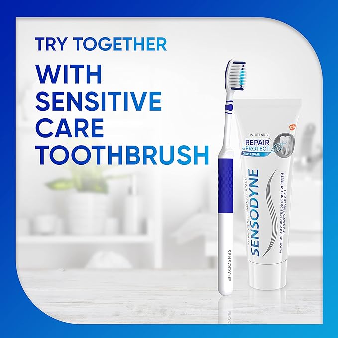 Sensodyne Repair and Protect Whitening Toothpaste, Toothpaste for Sensitive Teeth and Cavity Prevention, 3.4 oz (Pack of 3)