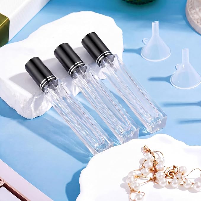 Domensi 40 Pcs 10/15/20/30 ml Perfume Travel Refillable Glass Bottles Spray Bottle Perfume Atomizer for Cologne Dispenser Leak-proof Fragrance Bottles Atomizer Pump Kit (10 ml,Black)