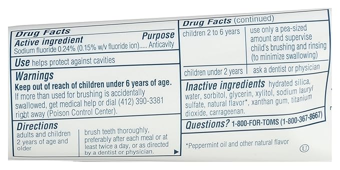 Tom's of Maine, Travel Size Anticavity Toothpaste - Fresh Mint, 3 Ounce