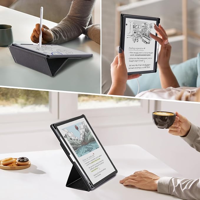 CoBak Case for 11" Kindle Scribe 3rd Generation 2025, Kindle Scribe Colorsoft with Two Viewing Angles - All New PU Leather Cover with Auto Sleep Wake, Pen Holder. Black