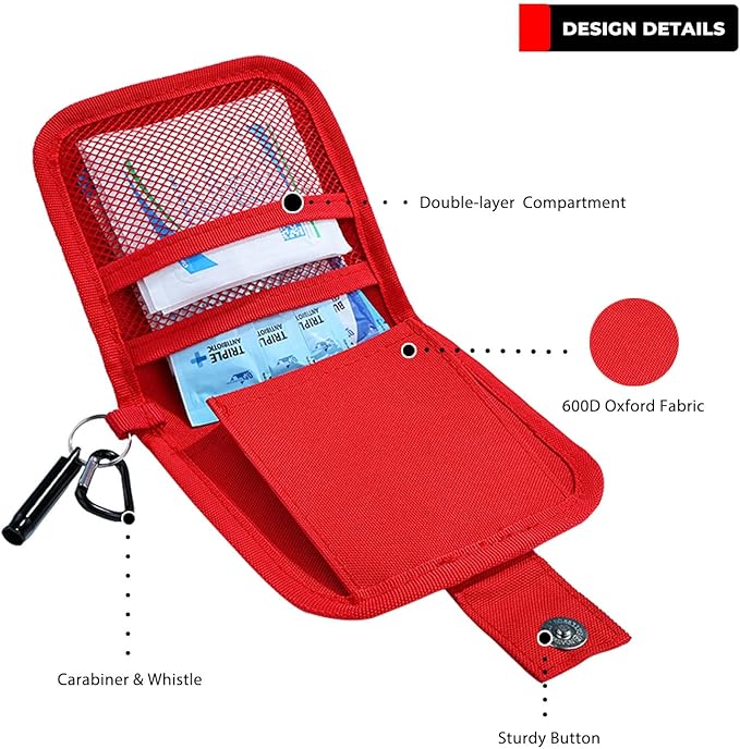 Mini First Aid Kit - 137 Piece Small Emergency Medical Kit for Home, Car, Travel, Camping & Outdoor Activities(Red)