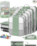 10 Set Compression Packing Cubes for Travel Essentials,Compressible Expandable Packing Cubes for Suitcase,OlarHike Luggage Garment Bags for Travel,Handy Helper for Organizing Clothes(Matcha Green)
