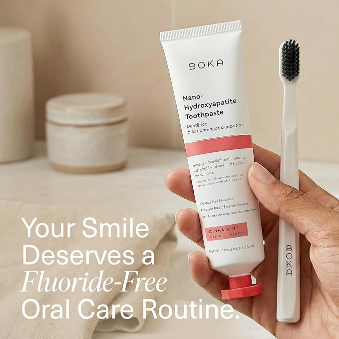 Boka Fluoride Free Toothpaste, Nano Hydroxyapatite Toothpaste, Appropriate for Sensitive Teeth - for Adult Oral Care - Cinnamon Mint Flavor, 4 Fl Oz 1Pk US Manufactured