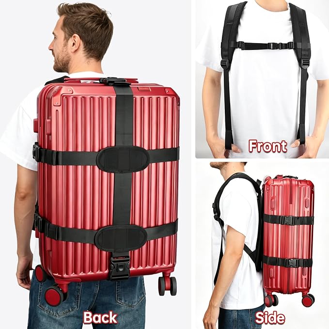 Heavy-Duty Luggage Backpack Conversion Straps for 16-21 Inch Suitcase Hardcase for Adventure Travel Cobble Stone Streets Stair - S