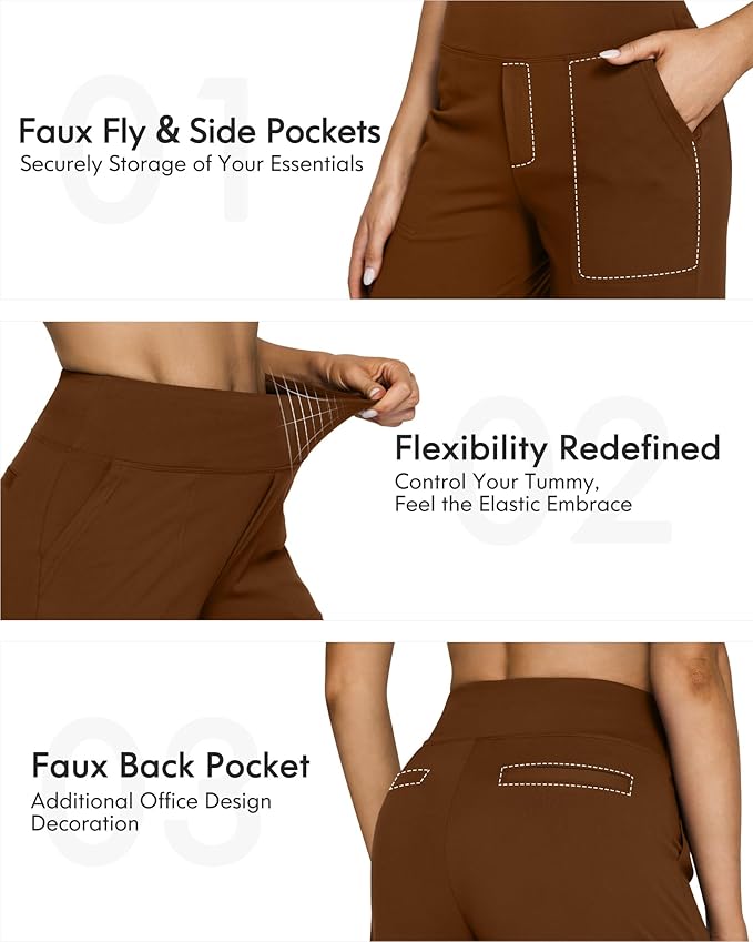 G4Free EverGoing Yoga Pants Women Wide Leg Pants with Pockets High Waist Stretch Dress Casual Sweatpants Petite/Regular/Tall