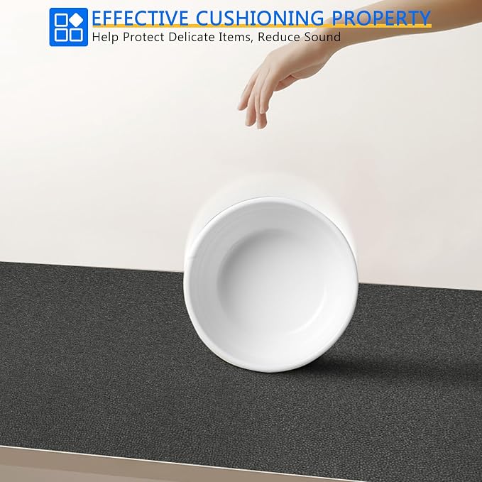 WochiTV Shelf Liner for Cabinets, Drawer Non Adhesive Non Slip Foam Mat for Kitchen, Pantry, Bathroom, Cupboard, Garage, Closet, Shelves, Drawer, Tool Box, Gray 17.5 x 236 inches