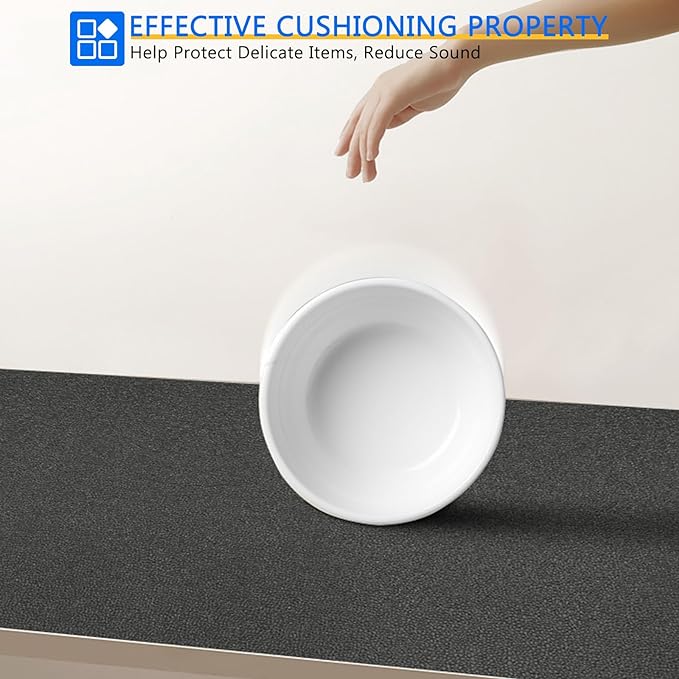 WochiTV Shelf Liner for Cabinets, Drawer Non Adhesive Non Slip Foam Mat for Kitchen, Pantry, Bathroom, Cupboard, Garage, Closet, Shelves, Drawer, Tool Box, Gray 23.6 x 236 inches