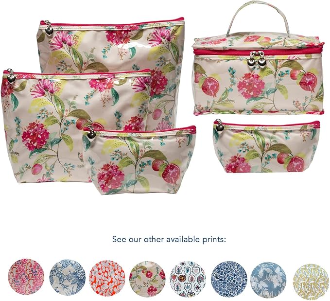 Jacaranda Living Large Cosmetic Bag – Water-Resistant Makeup & Toiletry Bag with PVC-Lined Interior, Travel Beauty Organizer, Pomegranate