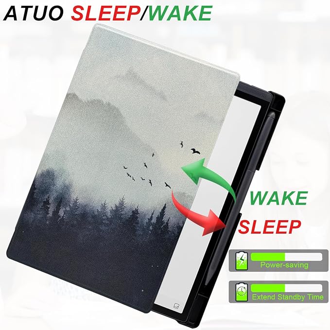 Slimshell Case for 8.2'' iFLYTEK AINOTE Air 2 Smart Auto Sleep/Wake Ultra-Thin Lightweight Leather Folio Cover with Built-in Pen Holder & Magnetic Closure (Misty Forest)