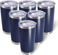 AIANJI 20oz Tumbler Bulk Stainless Steel Tumblers with Lid Vacuum Insulated Double Wall Travel Coffee Mug Powder Coated Tumbler Cup for Hot and Cold Drinks(Navy Blue, 6 pack)