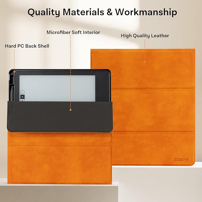 CoBak Stand Case for Kindle Scribe - Premium Folio Leather Cover with Pen Holder, Auto Sleep/Wake, and Stand Feature - Compatible with 10.2 Inch Kindle Scribe (2022/2024 Release)