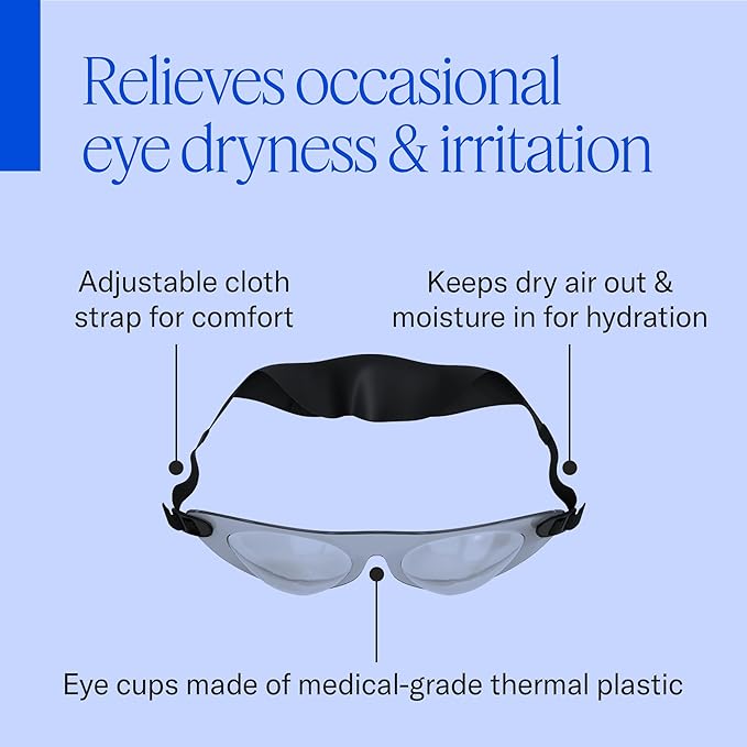 Eyeseals Hydrating Sleep Mask - Clear - Eye Masks for Sleep to Block Dry Air - Retains Moisture to Soothe Dry, Irritated Eyes and Provides Eye Care Overnight - CPAP Compatible, Latex-Free