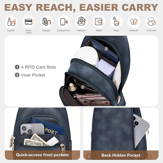 SYTRAH Anti Theft Crossbody Bags for Women, RFID Sling Bag Travel Purse, RFID Cross Body Purses Chest Bag for Travel