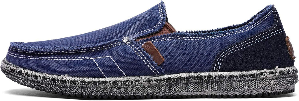 CASMAG Men's Casual Cloth Shoes Canvas Slip on Loafers Leisure Vintage Flat Boat Shoes