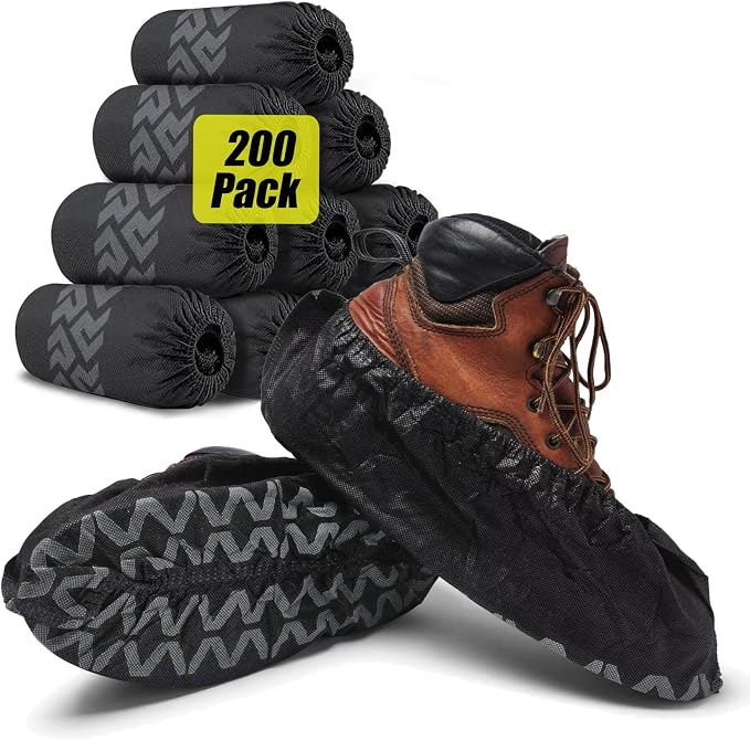 Disposable Boot Covers for Guests, 200 Pcs Non Slip Durable Clean Home Shoe Covers, X Large US Size