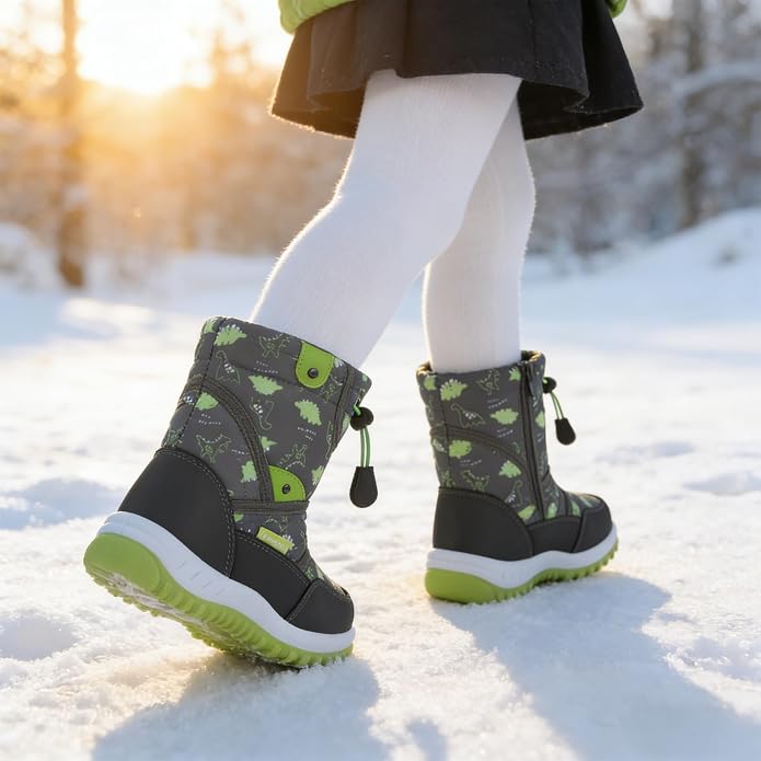 CIOR Winter Snow Boots for Boy and Girl Outdoor Waterproof with Fur Lined(Toddler/Little Kids)