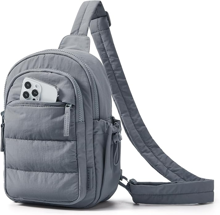 BAGSMART Small Sling Bag for Women, Puffer Crossbody Bag Purses Hobo Handbag Fanny Packs for Travel Hiking