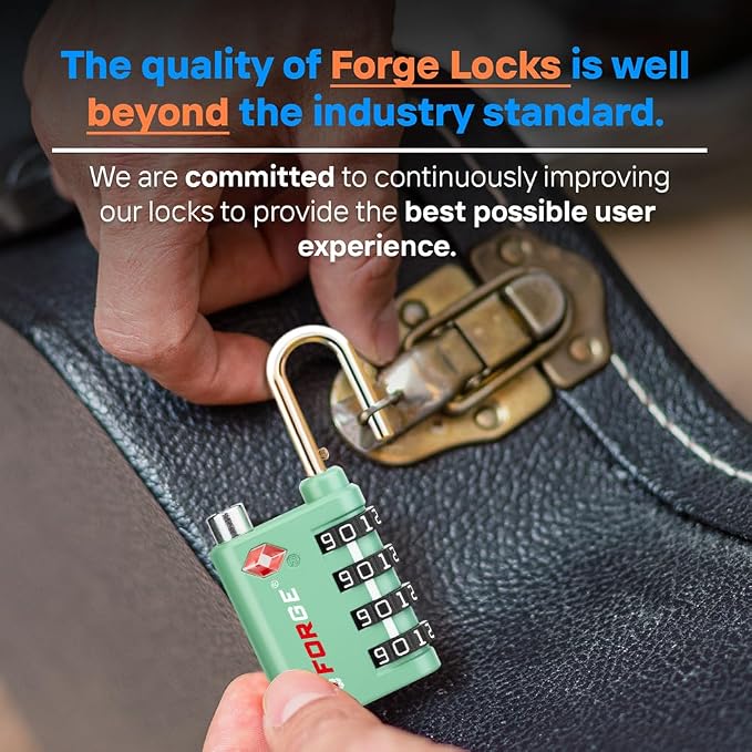 Forge Dual-Opening: Key or Combination Lock, TSA Approved Lock for Luggage, Pelican case, Travel, Gym, School, Luggage Combination Lock, Travel Bag Lock (Green 2 Pk)