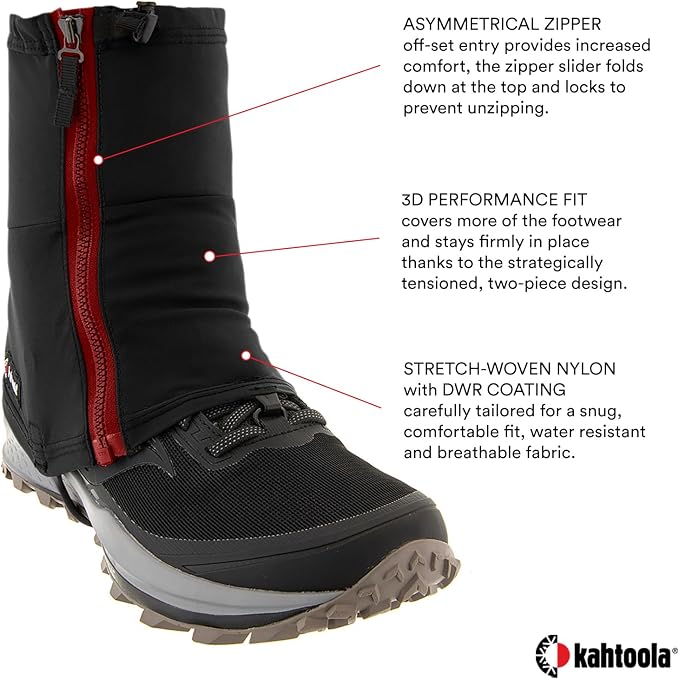 Kahtoola INSTAgaiter Mid Gaiters for Hiking, Trail Running in Mud & Snow