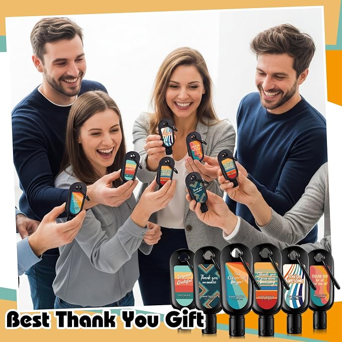 Appreciation Hand Sanitizers Keychain Gift Thank You Mini Travel Size Hand Sanitizer Gel with Keychain Bulk Appreciation Back to School Gift Teacher Nurse Coworker Team Women Employee