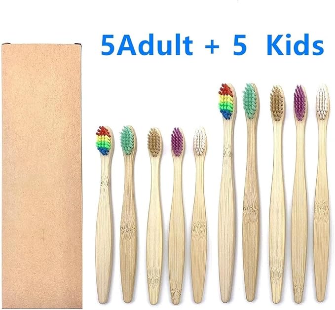 Manual Toothbrush 10PCS Colorful Toothbrush Set Soft Bristle Teeth Whitening Toothbrushes Soft Care Toothbrush(5 Adult 5 Kids)