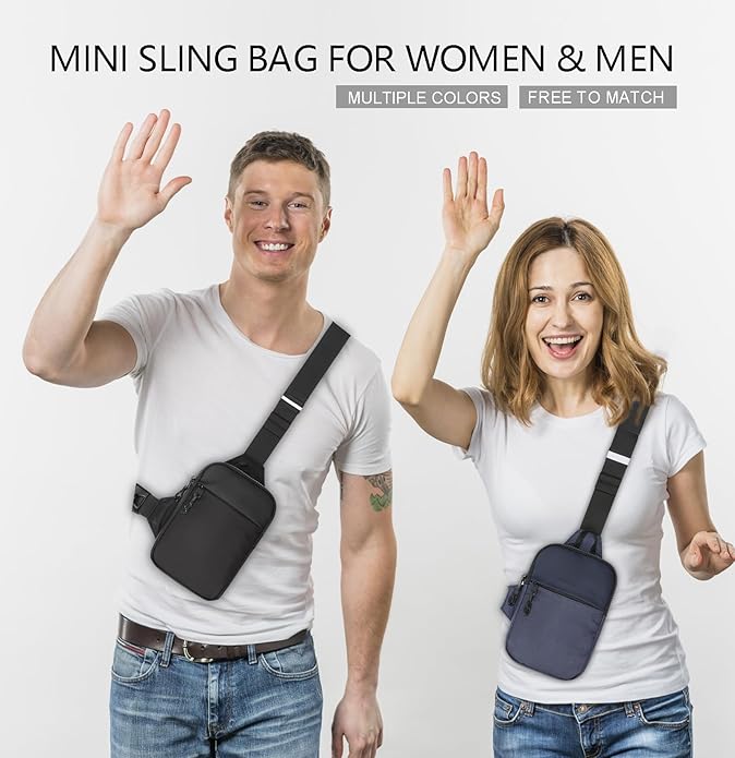 higouta Mini Sling Bag for Men Women, Small Crossbody Casual Utility Chest Phone Bag for Travel Workout