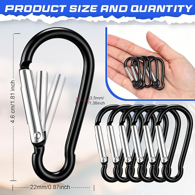 Shimeyao 180 Pcs Small Aluminum Clip Keychain Buckle Clip Bulk Mini Aluminum Ring Shape Small Lock Spring Snap Hook