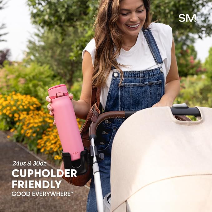 Simple Modern Mesa Loop Water Bottle with Covered Straw and Handle | 24oz Cup Holder Friendly Insulated Stainless Steel Bottles for Travel, Sports and School | 80s Mix