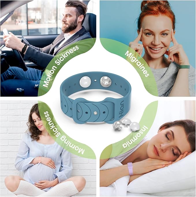 Motion Sickness Bracelets Wristband Sea Sickness for Adult Kids & Pregnant Women, Acupressure Anti Nausea Wristbands for Car Sea Air Cruise Travel Sickness, Relief Motion/Morning Sickness - 1 Pair